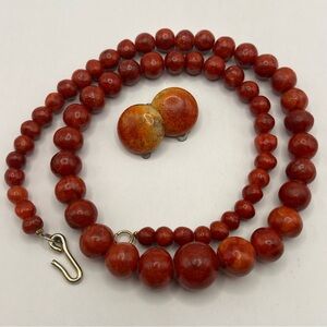 Spectacular Vintage Sponge Coral Necklace & Apple Sponge Coral Earring Set